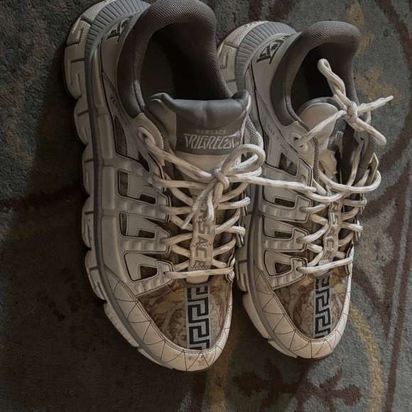 Versace White Sneakers with Athletic Sole and Mesh Upper